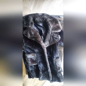 Womens black heavy Med fur style longer jacket